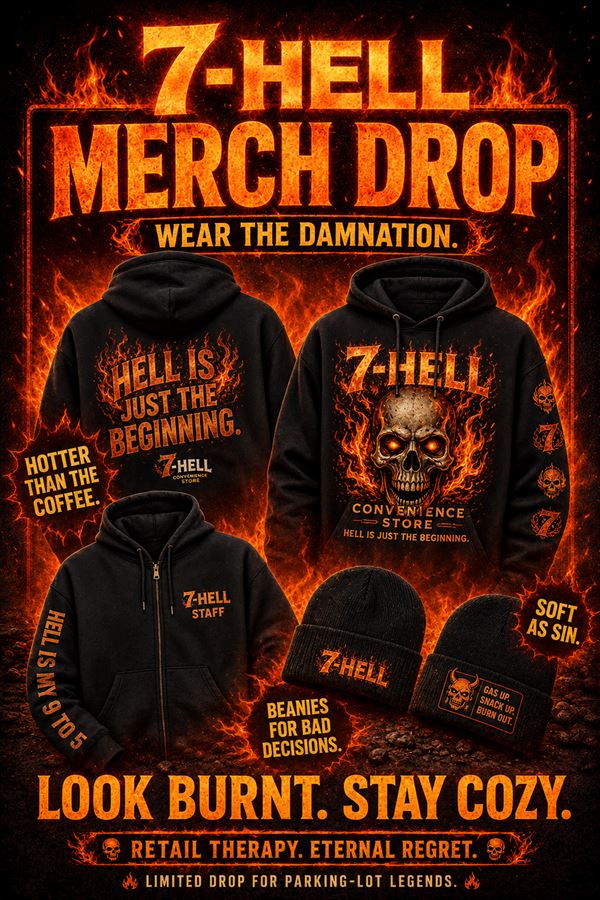 7-Hell merch drop flyer